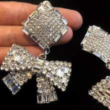 Load image into Gallery viewer, LARGE SIZE DIAMANTÉ BOW CLIP ON EARRINGS