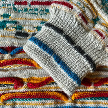 Load image into Gallery viewer, A PURE WOOL GREY TONE COOGI JUMPER WITH MULTICOLOURED STRIPES