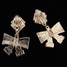 Load image into Gallery viewer, PETITE DIAMANTÉ BOW CLIP ON EARRINGS