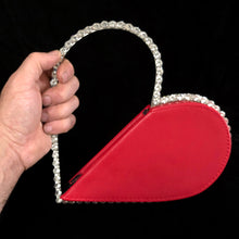 Load image into Gallery viewer, UNUSUAL SPLICED HEART SHAPED BAG WITH RHINESTONES