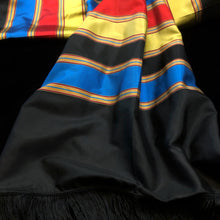 Load image into Gallery viewer, A QUALITY BANDED SILK TAFFETA FRINGED SCARF