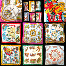 Load image into Gallery viewer, A COLLECTION OF SIX VINTAGE TOURIST SCARVES