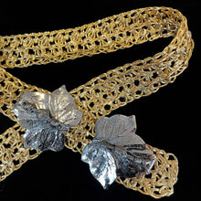 Load image into Gallery viewer, A 1970s GOLD METAL WEAVE BELT WITH RHODIUM LEAF BUCKLE