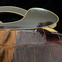 Load image into Gallery viewer, A 1960s HIGH QUALITY CROCODILE HANDBAG, WITH MODERNIST FRAME