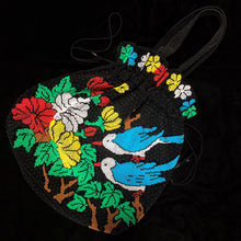 Load image into Gallery viewer, AN ORIGINAL 70s BEADED SHOPPER WITH BLUE BIRDS