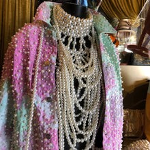 Load image into Gallery viewer, A TARMAFIA INKY DENIM JACKET WITH HAND APPLIED PEARLS