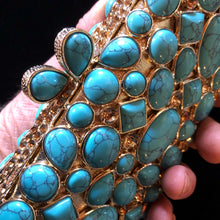 Load image into Gallery viewer, A GOLD AND TURQUOISE BEADED FANTASY CLUTCH