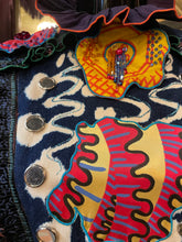 Load image into Gallery viewer, A LATE 80s ZANDRA RHODES DENIM DRESS.