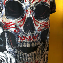 Load image into Gallery viewer, A HAND BEADED TARMAFIA SKULLS AND ROSES TEE