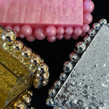 Load image into Gallery viewer, GLITTER PERSPEX CLUTCH WITH SPHERES