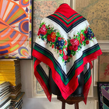 Load image into Gallery viewer, A GIANT SIZE YSL FLORAL STRIPE SCARF FROM 1986.