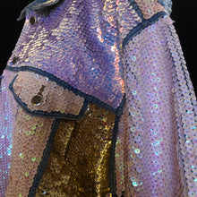 Load image into Gallery viewer, A LARGE SIZE TARMAFIA HAND SEQUINNED JACKET IN PALE COLOURS