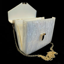 Load image into Gallery viewer, A MARBLED LUCITE MINI ATTACHÉ WITH GOLD FITTINGS