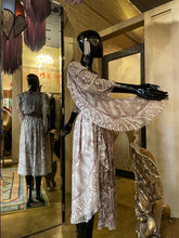 Load image into Gallery viewer, A LATE 70s ZANDRA RHODES GREY SILK DRESS