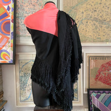 Load image into Gallery viewer, AN EDWARDIAN FRINGED SILK SHAWL IN SALMON PINK AND BLACK