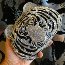 Load image into Gallery viewer, A DIAMANTÉ ENCRUSTED TIGER FANTASY CLUTCH
