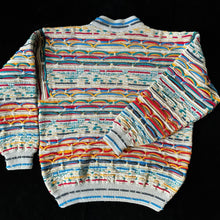 Load image into Gallery viewer, A PURE WOOL GREY TONE COOGI JUMPER WITH MULTICOLOURED STRIPES