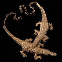 Load image into Gallery viewer, A LARGE GILT TWIN CROCODILE NECKLACE