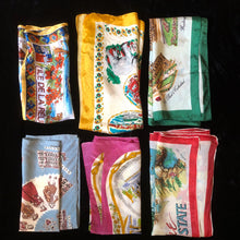 Load image into Gallery viewer, A COLLECTION OF SIX VINTAGE TOURIST SCARVES