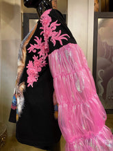 Load image into Gallery viewer, A CAT THEMED TARMAFIA TOP WITH PINK ORGANZA SLEEVES