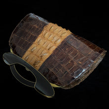 Load image into Gallery viewer, A 1960s HIGH QUALITY CROCODILE HANDBAG, WITH MODERNIST FRAME
