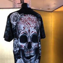 Load image into Gallery viewer, A HAND BEADED TARMAFIA SKULLS AND ROSES TEE