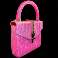 Load image into Gallery viewer, A MARBLED LUCITE MINI ATTACHÉ WITH GOLD FITTINGS