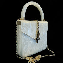 Load image into Gallery viewer, A MARBLED LUCITE MINI ATTACHÉ WITH GOLD FITTINGS