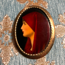 Load image into Gallery viewer, AN ANTIQUE HAND PAINTED ENAMEL BROOCH OF SAINT FABIOLA.