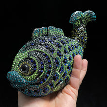 Load image into Gallery viewer, A DIAMANTÉ FISH FANTASY PURSE.