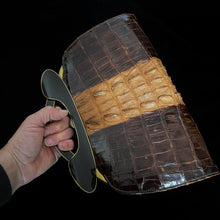 Load image into Gallery viewer, A 1960s HIGH QUALITY CROCODILE HANDBAG, WITH MODERNIST FRAME