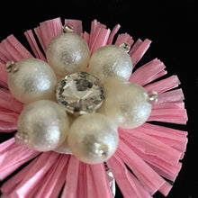 Load image into Gallery viewer, RAFFIA FLOWER EARRINGS WITH BEADED CENTRES