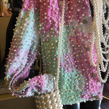 Load image into Gallery viewer, A TARMAFIA INKY DENIM JACKET WITH HAND APPLIED PEARLS