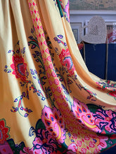 Load image into Gallery viewer, A YELLOW AND PINK FLORAL-ORNAMENT PRINT MAXI DRESS.