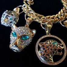 Load image into Gallery viewer, A SUBSTANTIAL GILT CAT THEMED CHARM BRACELET