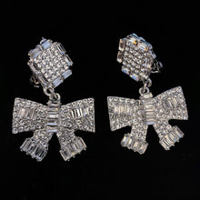 Load image into Gallery viewer, PETITE DIAMANTÉ BOW CLIP ON EARRINGS