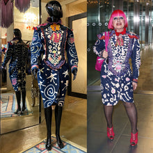 Load image into Gallery viewer, A LATE 80s ZANDRA RHODES DENIM DRESS.