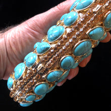 Load image into Gallery viewer, A GOLD AND TURQUOISE BEADED FANTASY CLUTCH