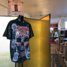 Load image into Gallery viewer, A HAND BEADED TARMAFIA SKULLS AND ROSES TEE