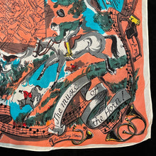 Load image into Gallery viewer, A CHARMING PURE SILK 1940s FOX AND HOUNDS SCARF