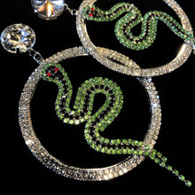 Load image into Gallery viewer, SPECTACULAR DIAMANTÉ SNAKE HOOP EARRINGS