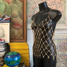 Load image into Gallery viewer, A CHAIN MESH LATTICE SINGLET WITH PEARLS