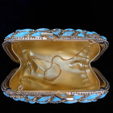 Load image into Gallery viewer, A LARGE DIAMANTÉ AND FAUX TURQUOISE FANTASY PURSE