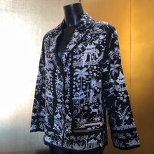 Load image into Gallery viewer, A SPECTACULAR BLACK AND IVORY EMBROIDERED CHINESE SILK JACKET FROM THE 1930s
