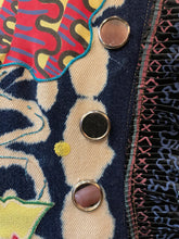 Load image into Gallery viewer, A LATE 80s ZANDRA RHODES DENIM DRESS.