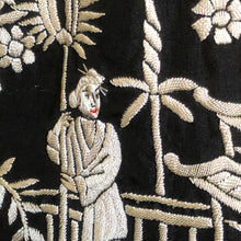 Load image into Gallery viewer, A SPECTACULAR BLACK AND IVORY EMBROIDERED CHINESE SILK JACKET FROM THE 1930s