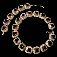 Load image into Gallery viewer, AN INTRIGUING SQUARE CRYSTAL LOZENGE CHOKER AND BRACELET