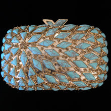 Load image into Gallery viewer, A LARGE DIAMANTÉ AND FAUX TURQUOISE FANTASY PURSE