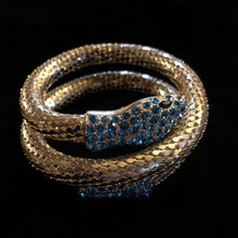 Load image into Gallery viewer, AN ORIGINAL 70s SNAKE BRACELET WITH AQUA DIAMANTÉ