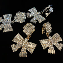 Load image into Gallery viewer, PETITE DIAMANTÉ BOW CLIP ON EARRINGS